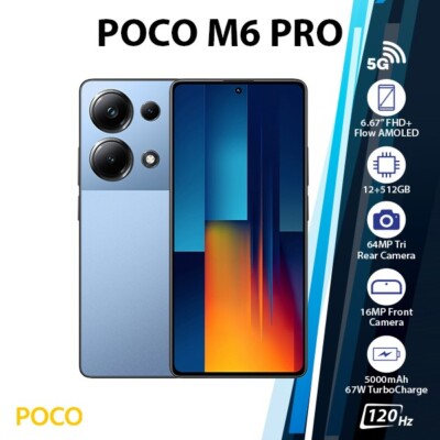 Xiaomi POCO M6 Pro Android Cell Phone (Blue, 12GB+512GB, Dual SIM