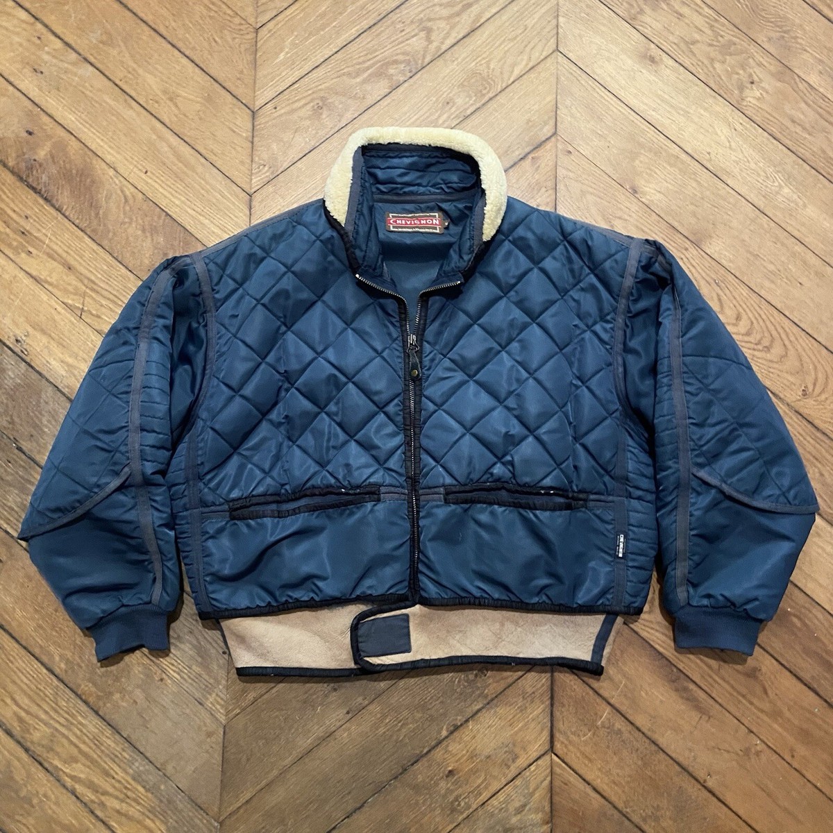 Chevignon 90s Cosmo Quilted Aviator Bomber Jacket Blue Rare | eBay