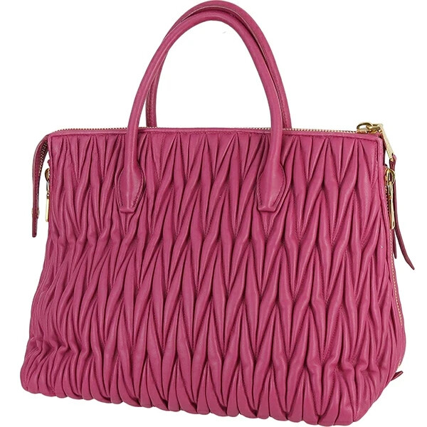 Miu Miu Tote Bag Matelasse Lambskin Azalee Pink RN1015 N88 F0233