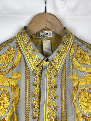 Gianni Versace vintage 90s men's Barocco pattern silk button up