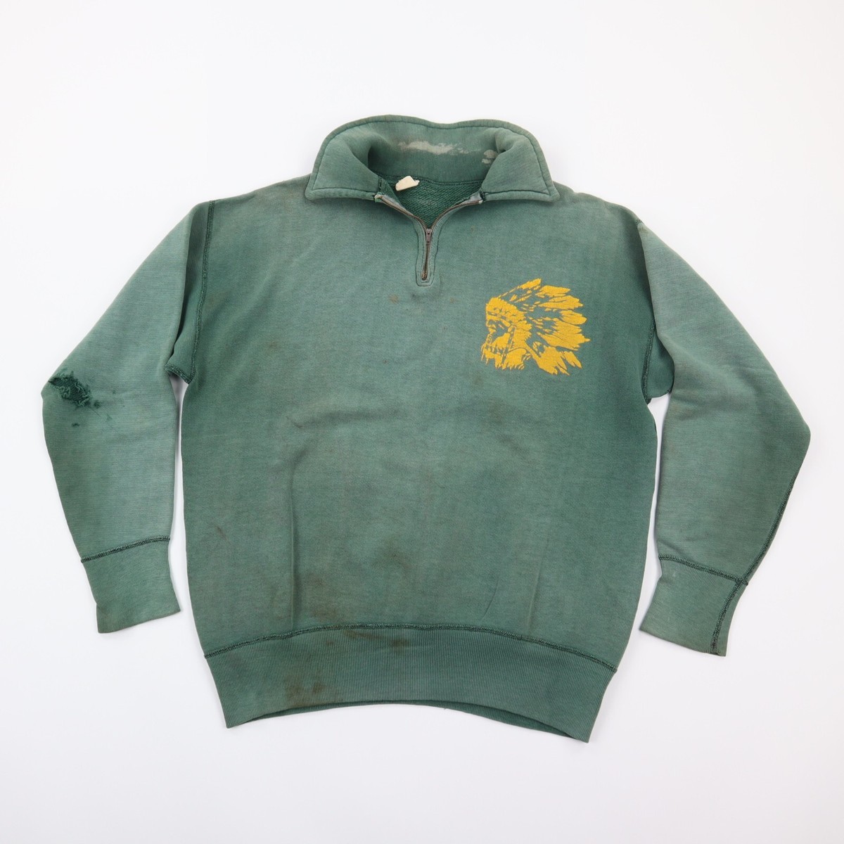 Vintage 50s Russell Southern Collared 1/4 Zip Sweatshirt Sun Faded