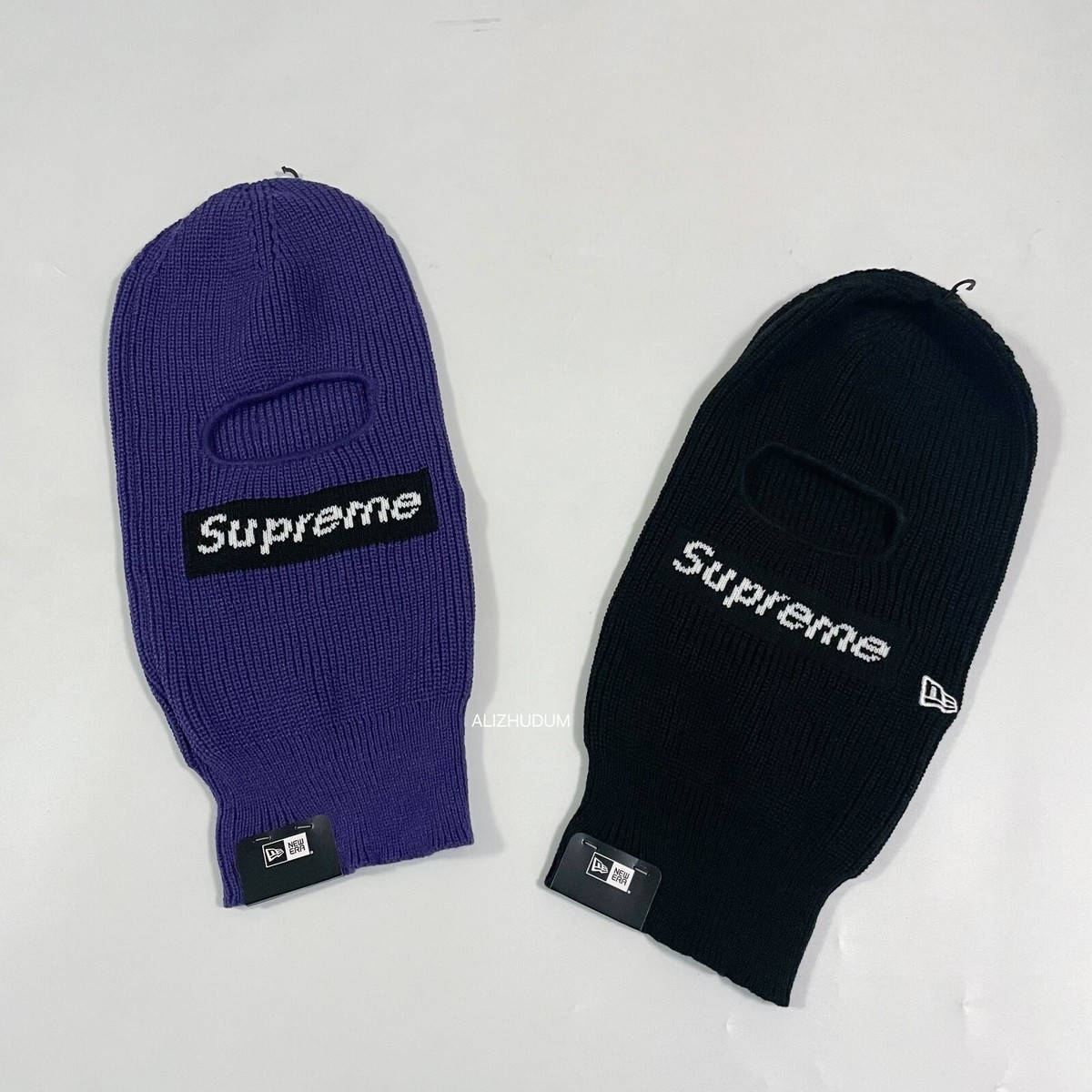 SUPREME FW22 NEW ERA BOX LOGO BALACLAVA FACEMASK BLACK PURPLE | eBay