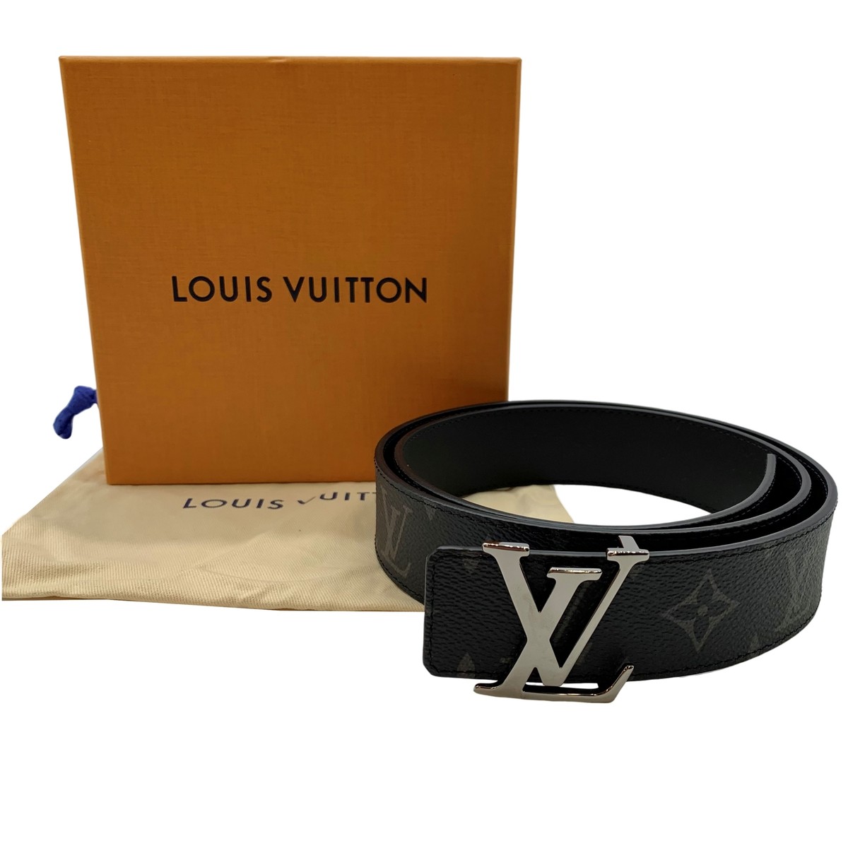 Auth LOUIS VUITTON 85CM 33.4inch Belt M0450 Monogram Eclipse