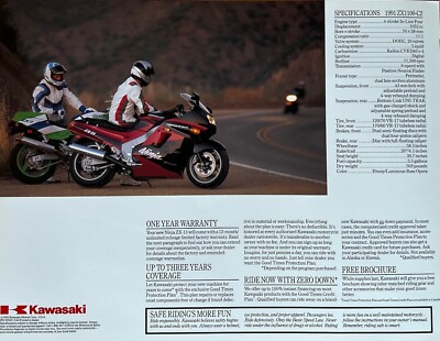 1991 Kawasaki ZX1100-C2 4-page fold-out brochure-literature ZX-11