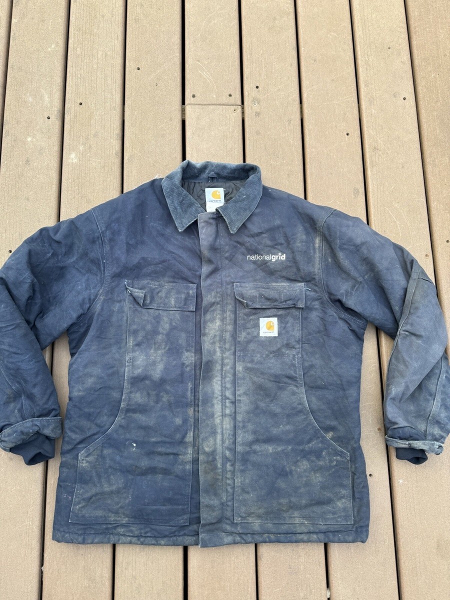 Carhartt C03 DNY Blue Quilt Lined Arctic Coat Jacket Canvas Mens