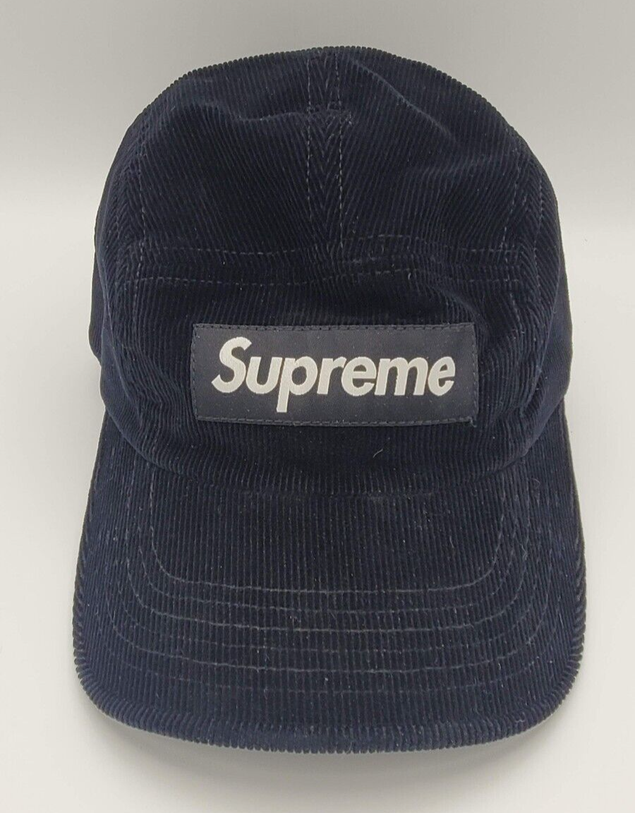 Supreme Fine Wale Corduroy Camp Cap Hat Black SS21 Supreme New