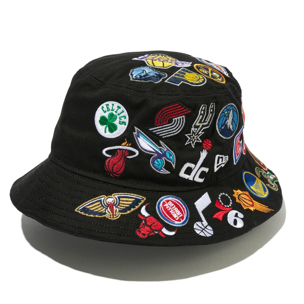 NEW ERA Bucket Hat NBA All Over Team Logo 9FIFTY Basketball Black