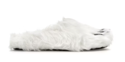 Bravest Studios White Bear Claw Mules Silver Claws Fur Box Men's