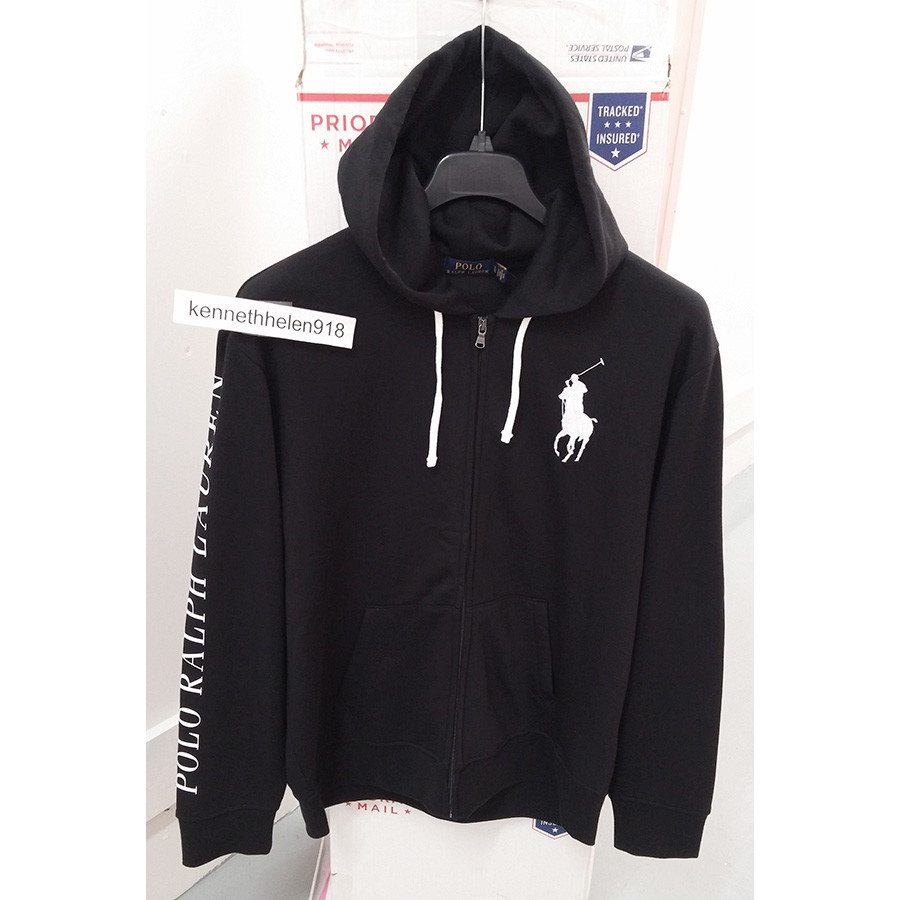 POLO RALPH LAUREN BIG PONY FULL ZIP HOODIE JACKET BLACK MENS SIZE