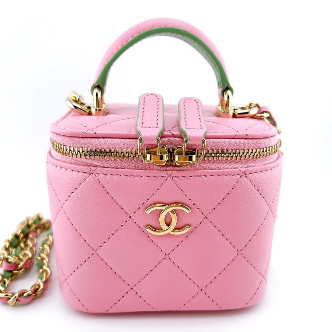 Chanel Vanity Case Bag Pink Crossbody Hand Shoulder Purse Box