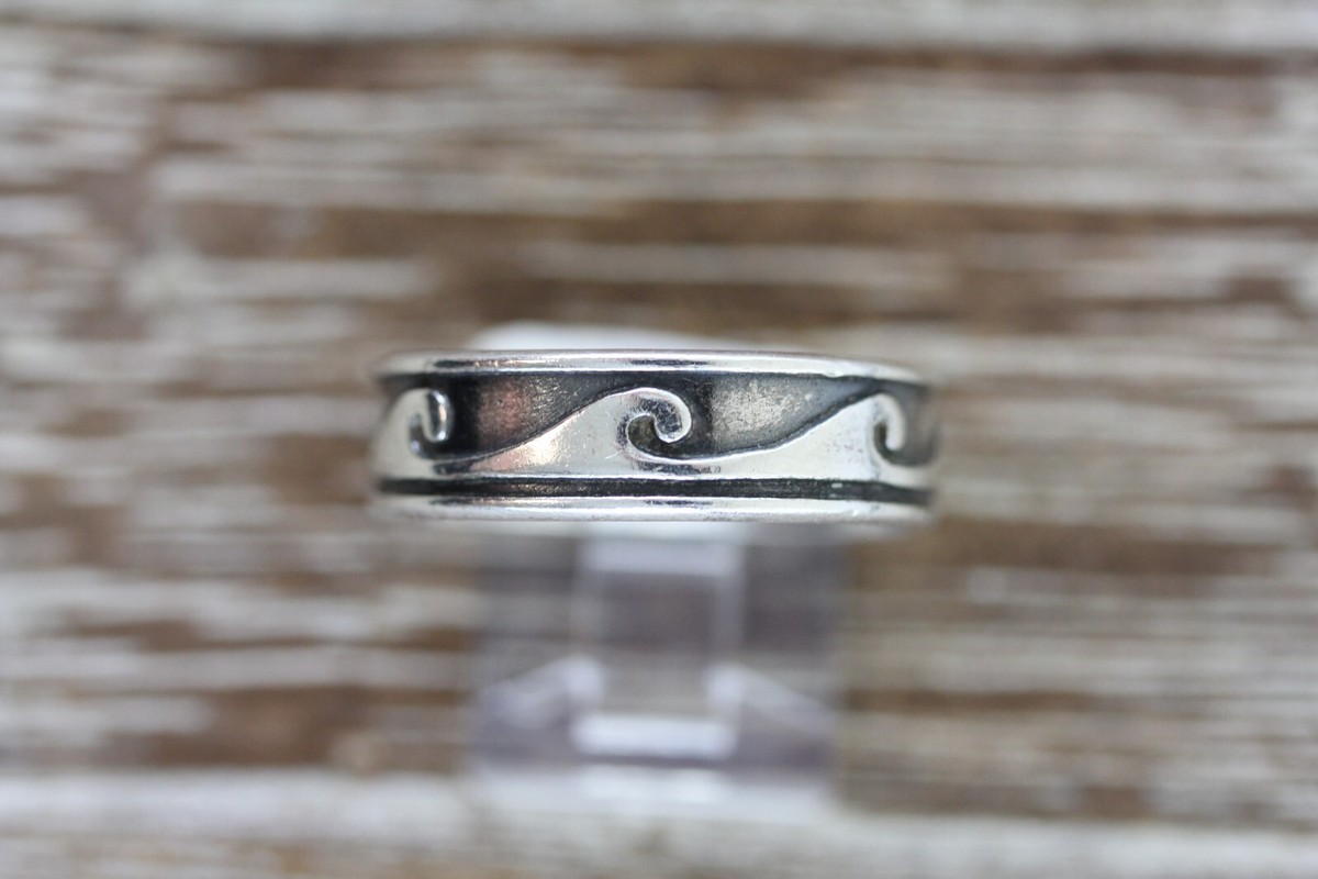 VINTAGE MEXICO WAVE BAND MEN'S STERLING SILVER 925 RING 11.75
