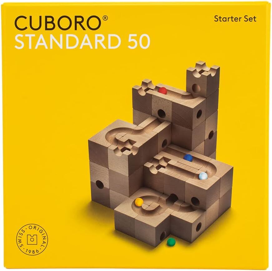 Cuboro Standard 50 Wooden Marble Run Block Set 50 Cubes Large