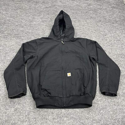 Carhartt Jacket Mens Extra Large Black J130 Duck Hoodie Coat
