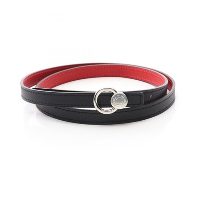 HERMES Sellier belt ceinture Epsom Swift leather Red Black SHW