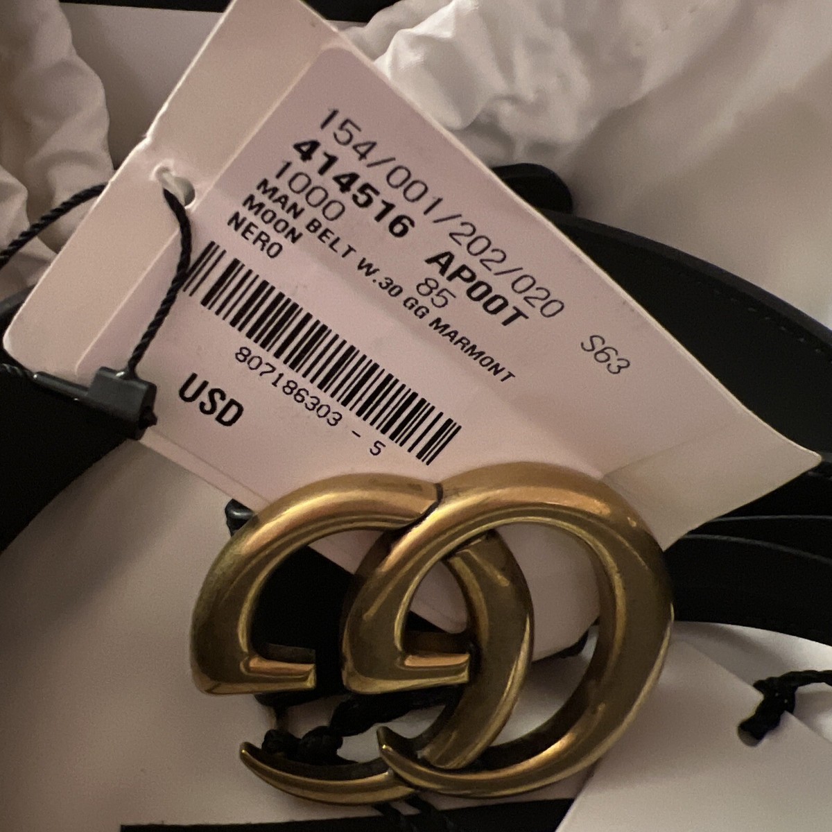 Gucci GG Buckle Leather Belt W.30 GG Marmont Moon Nero 85 | eBay