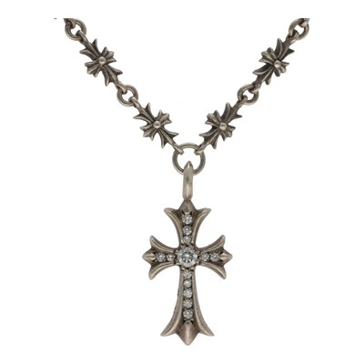 Chrome Hearts Tiny E CH Plus /w Tiny Fat Cross Pendant Silver