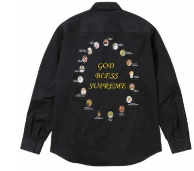 Supreme Our Lady Work Shirt Black God Bless Size Large New In Hand