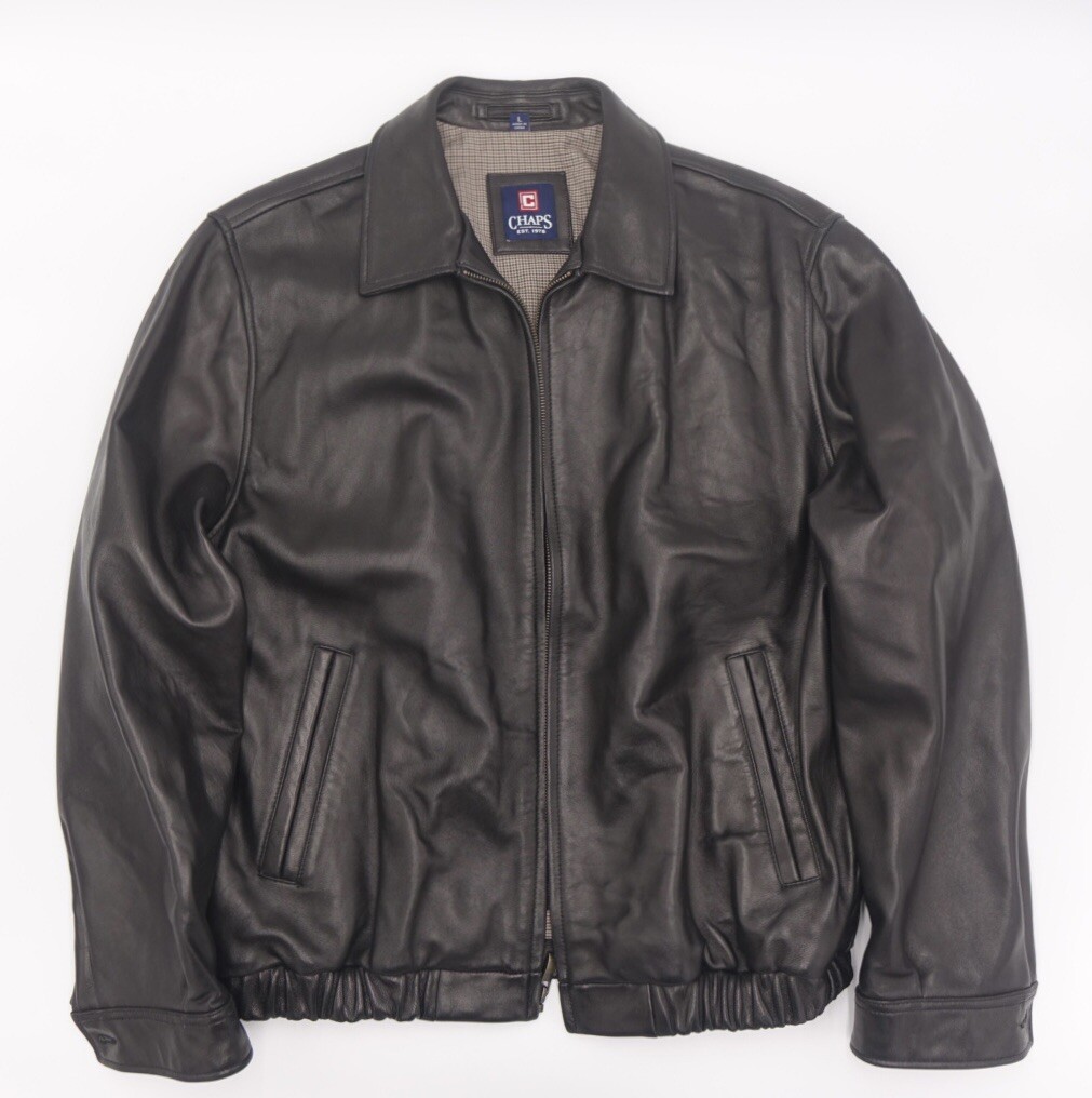 Vintage Chaps Ralph Lauren Leather Varsity Jacket Men's Large