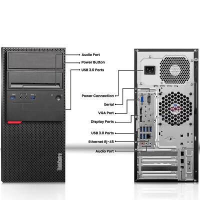 Lenovo Tower Desktop PC Intel i5-6500 64GB 2TB SSD 2TB HDD Built