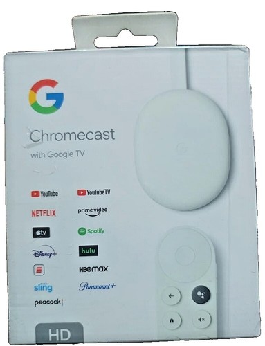 Google Chromecast HD Google TV Media Streamer - Snow Model G454V