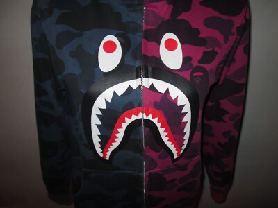 A Bathing Ape BAPE Shark Blue & Pink Cross Camo Full-Zip Shark