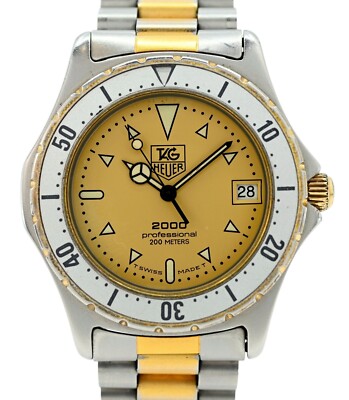 Vintage 38mm Men's Tag Heuer Professional 2000 Series Two-Tone