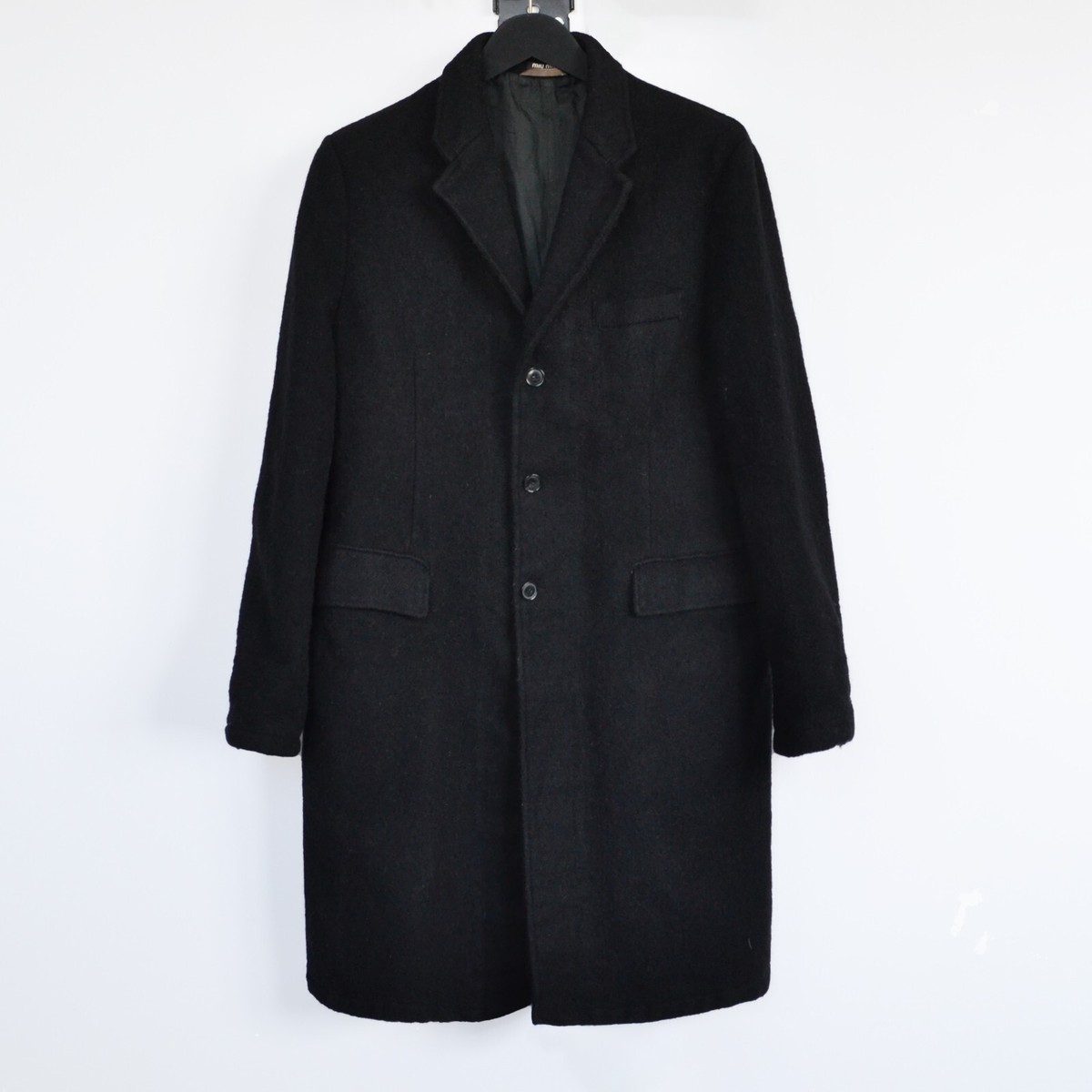 Vintage Mens MIU MIU Coat Jacket Wool Mohair Black Size 52 by