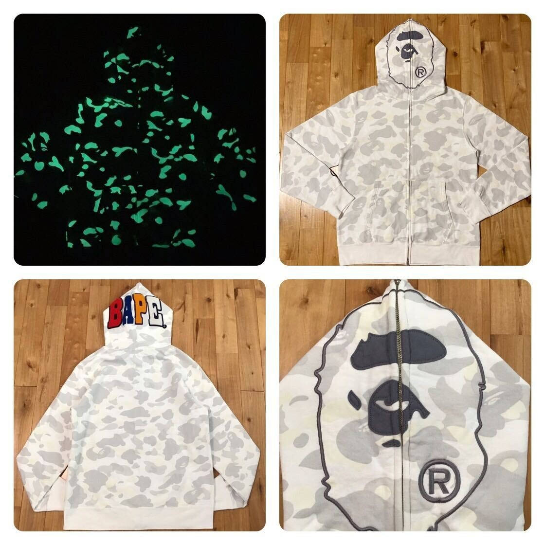 Glow in the dark BAPE city camo ape head full zip hoodie A Bathing