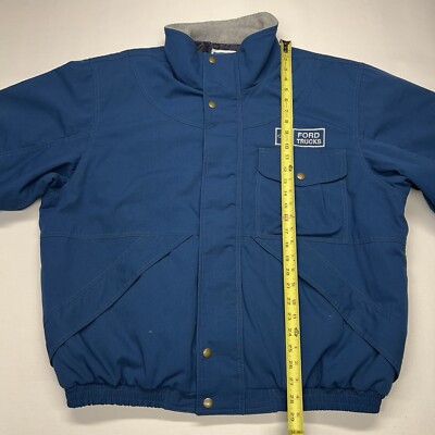 VTG Ford Jacket Mens XL Blue Full Zip Factory Uniform Workwear