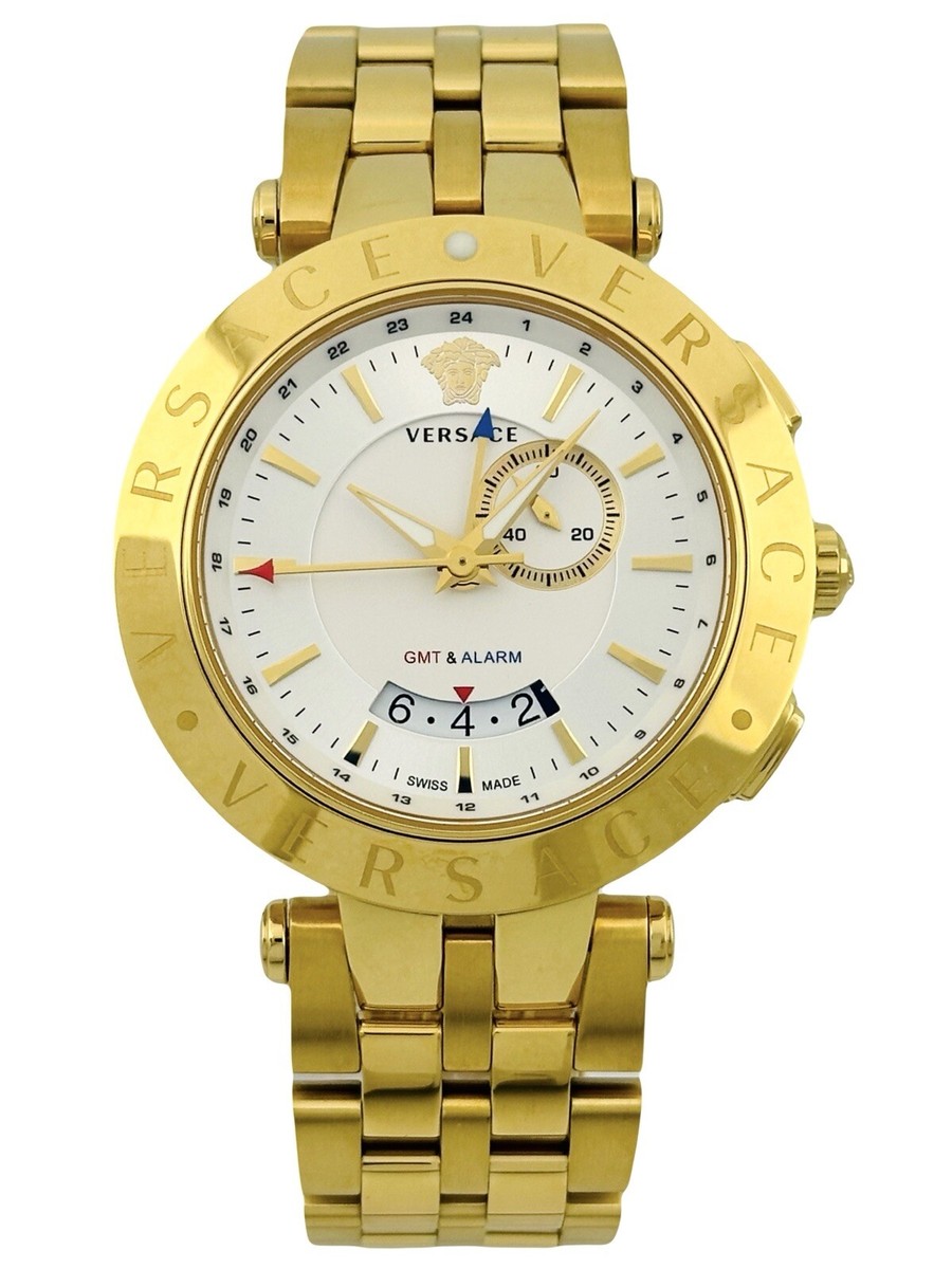 Versace V-Race GMT Men's 29G70D001S070 Golden StainlessSteel 46mm