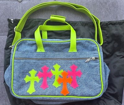 NEW Chrome Hearts Multicolor Denim cross patch gym large travel