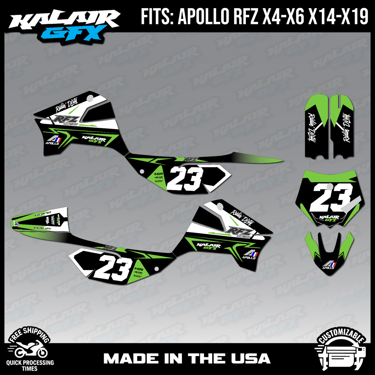 Graphics Decal Kit For Apollo RFZ X4 X5 X6, X14 to X19 all years