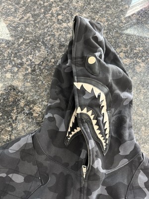 BAPE x Neighborhood Black Camo Shark Full Zip Hoodie. Pre Loved