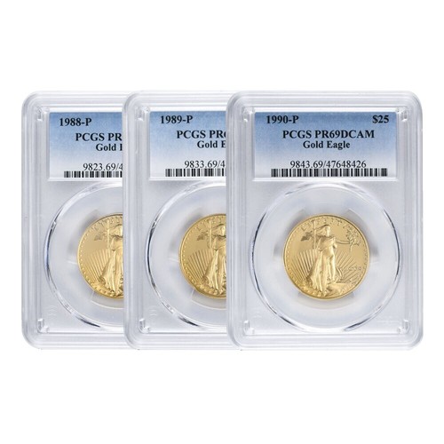 1990 P GOLD REAGAN LEGACY $5 AMERICAN EAGLE 1/10oz PCGS PR 69 DCAM