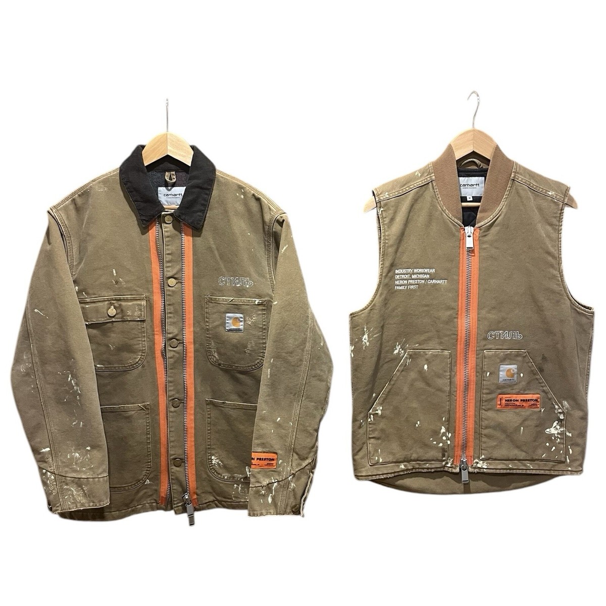 Heron Preston x Carhartt Jacket Vest Set RARE Size Small, Medium