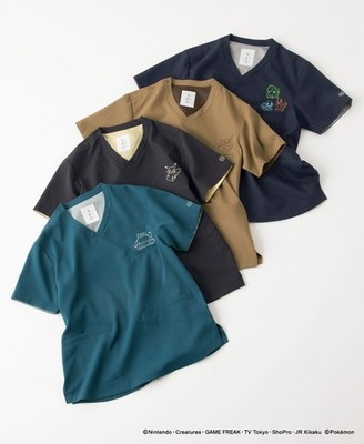 Pokemon Unisex Scrub Top Pikachu Eevee Snorlax Kanto Starters