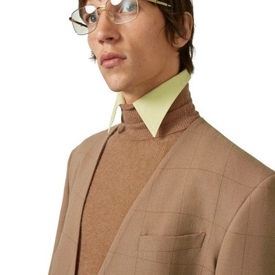 Authentic Men's Gucci Camel Mohair Wool GG Turtleneck Sweater