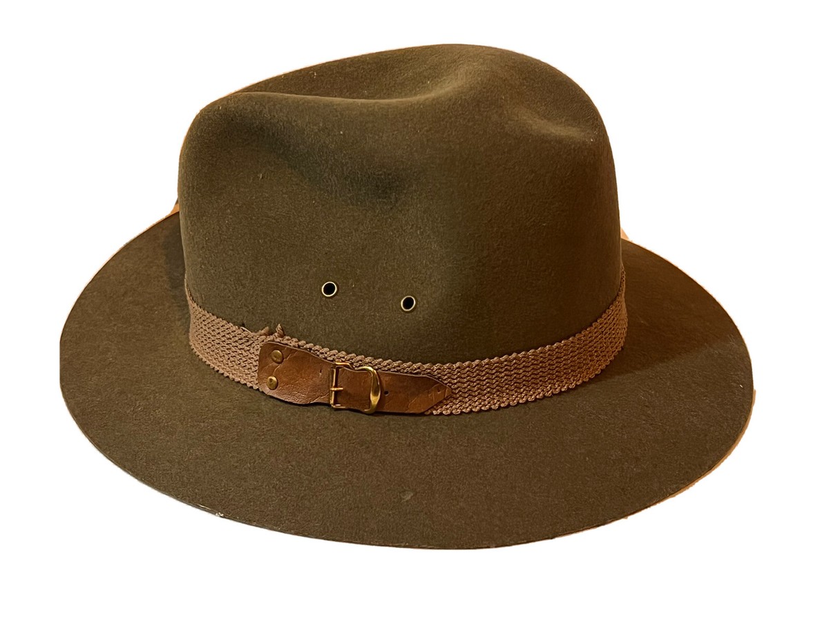 VINTAGE MALLORY BY STETSON COWBOY HAT GREEN WOOL SIZE MEDIUM 7 - 7