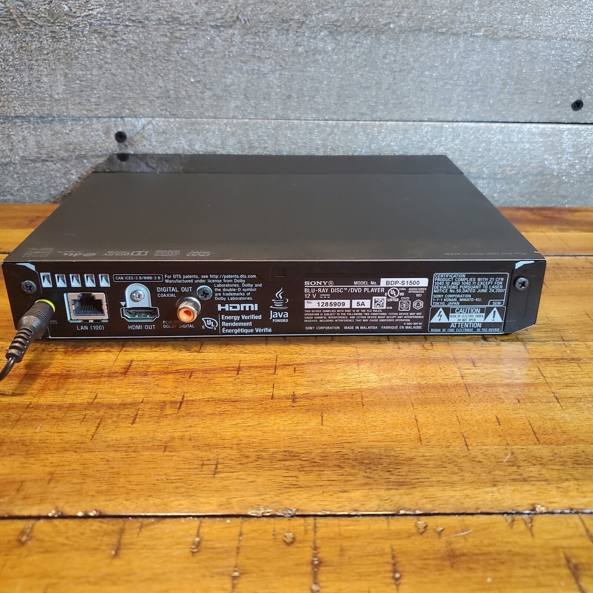 SONY BDP-S1500 Blu-Ray DVD SMART Player - No Remote - TESTED WORKS