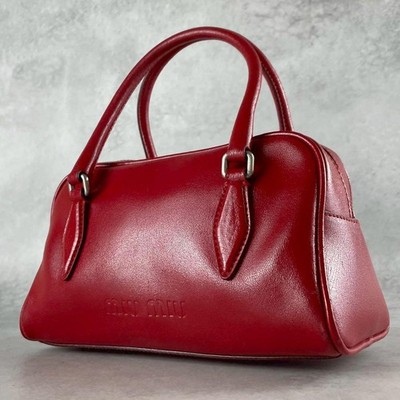 Miu Miu Archive Mini Hand Bag Boston Bag Leather Red 90s Used | eBay