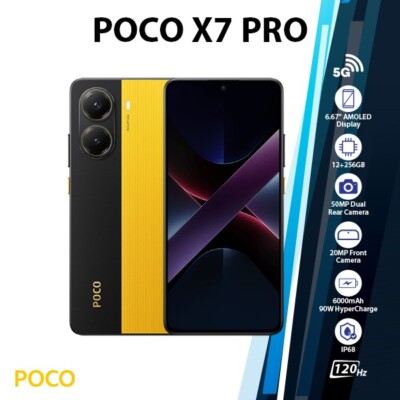 Xiaomi POCO X7 Pro 5G Android Cell Phone(Yellow/12GB+256GB/Dual