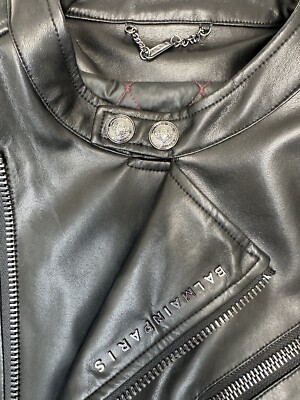Balmain Paris Biker Synthetic Leather Jacket Size L | eBay