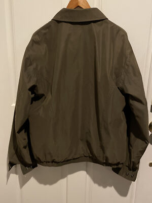 Claiborne Mens Size M Jacket Olive Green Microfiber Zip Up Snap