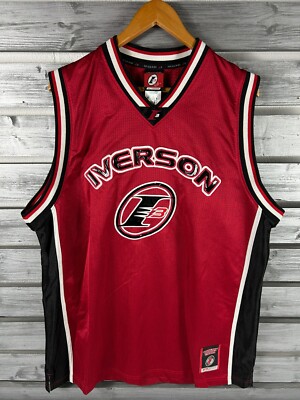 Vintage Y2K Reebok Allen Iverson I3 Red Sewn Basketball Jersey