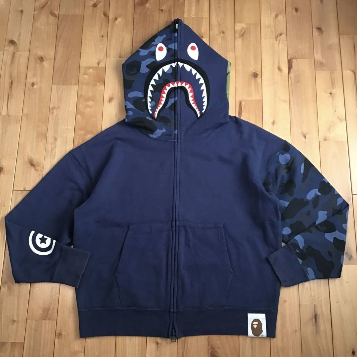 BAPE Giant shark full zip hoodie Blue camo A Bathing Ape Size XL