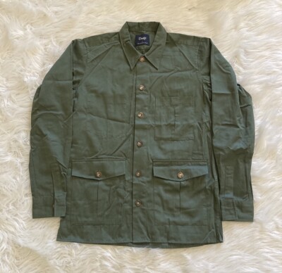 Drake's London Overshirt Button Up Shirt Olive Green Small | eBay