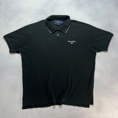 Vintage 90's Polo Sport Ralph Lauren Black Polo Shirt Men's XL