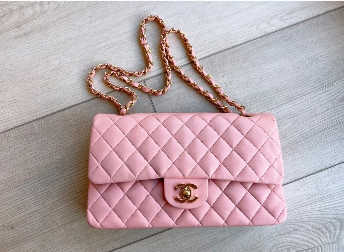 RARE Preloved Chanel Medium Classic Double Flap Sakura Pink Caviar