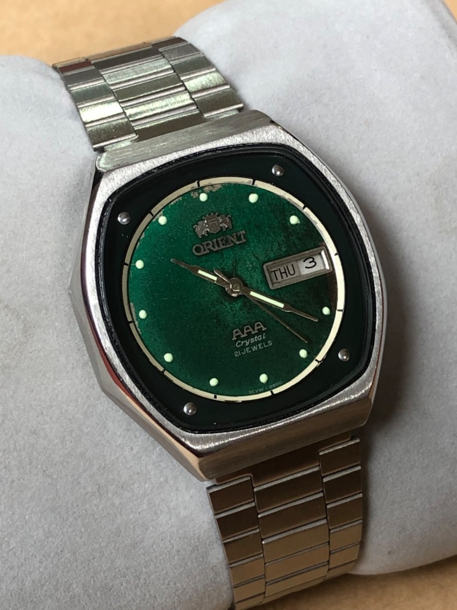 Vintage Orient Crystal Day-Date Automatic 21 Jewels Japan Men's