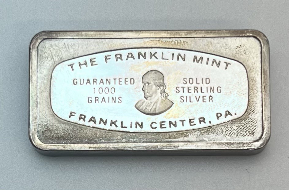 1971 Christmas Ingot Franklin Mint 1000 Grains 2.1 ozt .925
